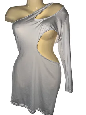 White One-Shoulder Cutout Mini Dress thumbnail 1