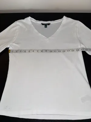 Lauren Ralph Lauren 100% Cotton V-Neck T-Shirt White -L thumbnail 4