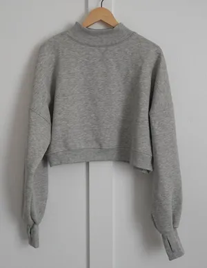 Logilates Mock Neck Cropped Sweatshirt Gray thumbnail 1