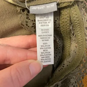 American Eagle Aerie Green Wildflower Lace‎ Padded Halter Bralette Size M NWT thumbnail 2