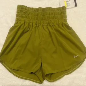 Nike Smocked High Waist Running Shorts Small Chartreuse Training Loose Fit thumbnail 1