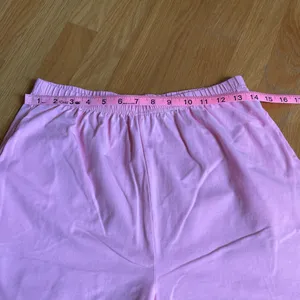 OOQONQ Women’s Pink Pajama Shorts Set Crew Neck Short Sleeve Cotton M thumbnail 9