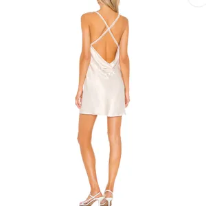 LOVERS + FRIENDS Satin Boa Mini‎ Dress In Ivory Size XXS thumbnail 3