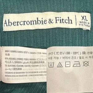 Abercrombie & Fitch Emerald Green Ribbed Ruched Long Sleeve Mini Shirt Dress XL thumbnail 7
