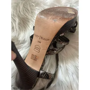 WHBM Karley Copper Metallic Strappy Platform Heels SZ 7.5 thumbnail 3