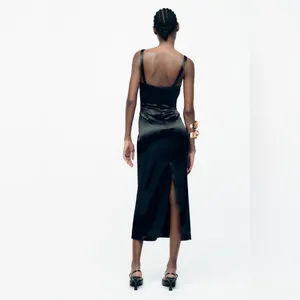 Zara Corsetry-Inspired Midi Dress in Black Size XS New with tag thumbnail 7