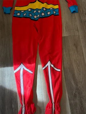DC Comics Red Wonder Woman-Inspired Girls One-Piece Pajamas thumbnail 4