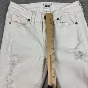 Paige Verdugo Ultra Skinny Jeans Womens 25 White Distressed Stretch Denim thumbnail 4