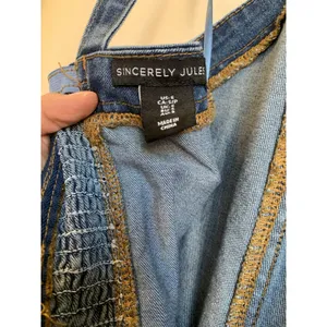 Sincerely Jules Women’s Denim Overalls Sincerely Wide Style Retro Leg Side Zipper Blue Size S thumbnail 10