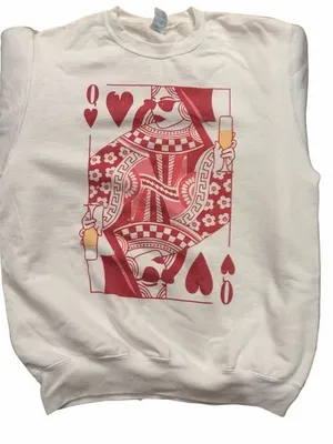 Champagne Queen of Hearts Graphic Sweatshirt in White Size Medium New thumbnail 2