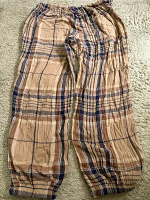 Aerie Tan Navy Plaid Soft Gauze Pajama Jogger Lounge Pants - size XL thumbnail 6