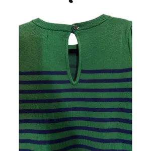 Maeve By Anthropologie Harmon Sweater Tee Green-Blue Stripes Short Sleeve Sz XS thumbnail 6