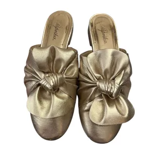 Paprika Bow Mule Ruched Slip-On Gold 7.5 thumbnail 2