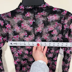 NWT Free People Lady Lux Printed Layering Top in Black Combo S Floral thumbnail 5