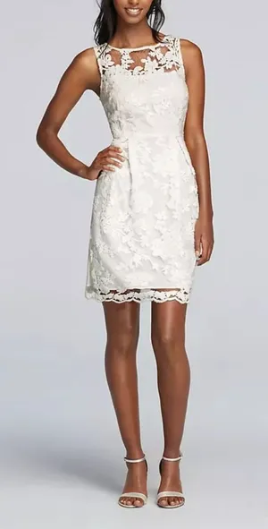 Donna Ricco David's Bridal NWT Ivory Lace Sequin Dress Size 2 thumbnail 1