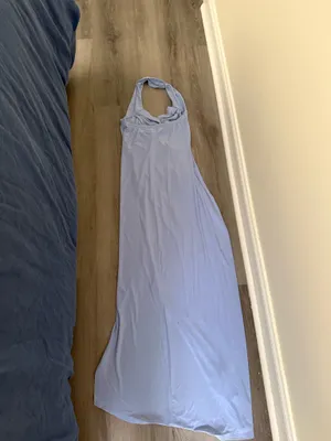Revolve Norma Kamali Halter Sweetheart Side Drape Gown in Celestial blue thumbnail 9