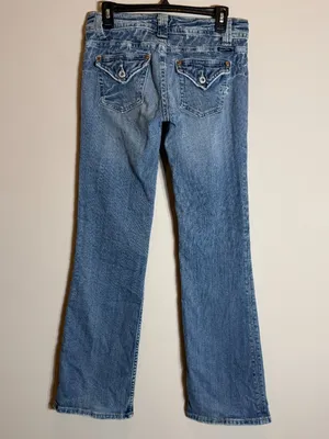Y2K Miss Me Low Rise Bootcut Denim Jeans Women's 28 Rodeo Flap Pockets Festival thumbnail 9