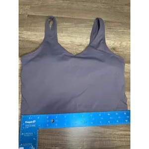 Dark Purple V-Neck‎ Longline Sports Bra Yoga Crop Top XS thumbnail 6