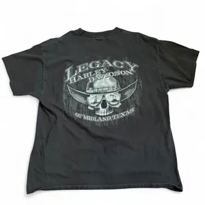 Harley Davidson Black Graphic Tee T-Shirt Jester Joker Clown Y2K Biker Streetwear Goth Punk Grunge Short Sleeve Men XL - measurements in pics thumbnail 7