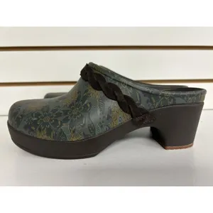 CROCS Dual Comfort Clog Slide Blue Brown Floral Womens Size 7 Heels Comfort Boho thumbnail 6
