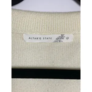 Altar’d State Sweater Womens XS Ivory Black Stripe Collared Coastal Preppy Knit thumbnail 11