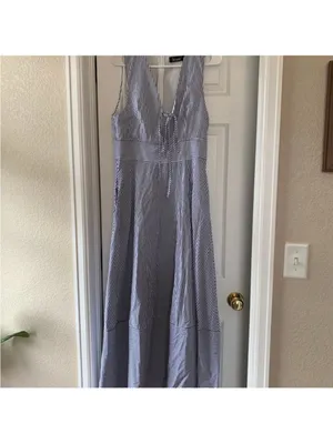 NWT KOURT Blue Stripe Coralie Cotton Dress size 6 blue white stripe midi tie thumbnail 6