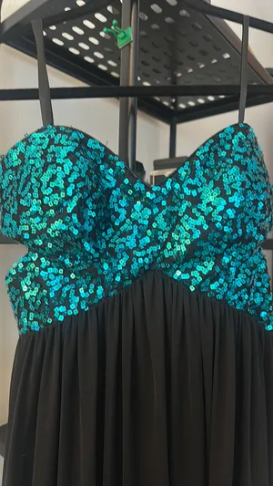 Strapless sequin top floor length gown Blue Size 2 thumbnail 3