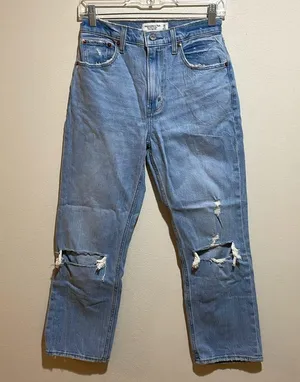Abercrombie & Fitch SHORT The Ankle Straight Ultra High Rise Jeans Size 26/2S thumbnail 5