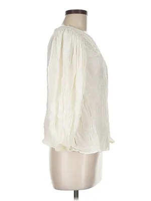 Farm Rio White Lace Crochet Puff Sleeve Blouse Top Size M Boho Romantic thumbnail 3