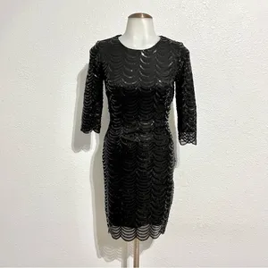 Lulu’s Star Dust Black Sequin Bodycon Dress Size XS thumbnail 8