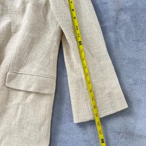 ZARA Textured‎ Cotton Tweed Blazer Jacket Ecru Cream Ivory XL Fully Lined Boho thumbnail 13