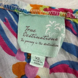 True Destinations XL One Shoulder Floral Ruffle Romper Multi Color Cotton Boho thumbnail 5