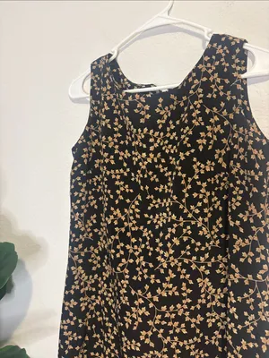 Vintage Leslie Fay Black Floral Sleeveless Midi Dress - Elegant Everyday Style thumbnail 3