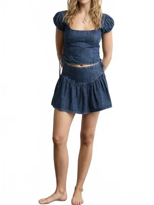 AE High-Waisted Dipped-Waist Mini Skirt American Eagle NWT Dark Wash XL thumbnail 5
