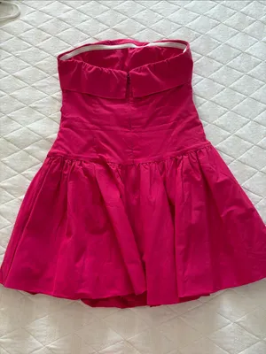 Hello Molly Looking Luxe Strapless Pleated Flared Mini Dress Pink Size Large 8 thumbnail 11