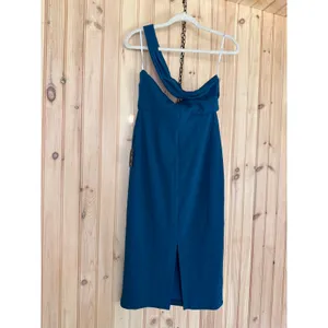 NWT Lulus Hold Your Attention Teal Blue One-Shoulder Sleeveless Midi Dress Sz XL thumbnail 2