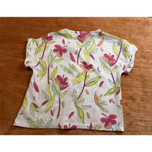 Michelle McDowell Floral Short Sleeve Top White Multicolor Women’s L thumbnail 6