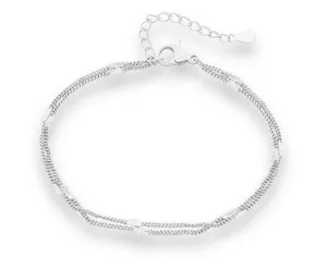 Adjustable Simple Double Layer Bracelet for Women Silver thumbnail 3