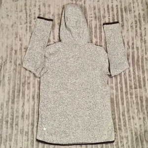 Lululemon Fleece and Thank You Pullover Hoodie Half Zip Heathered‎ Grey Size 6 thumbnail 3