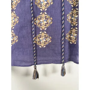 Denim‎ & Supply Ralph Lauren Purple Embroidered Boho Tassel Camisole Top Small thumbnail 3