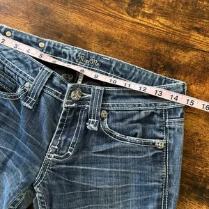 Miss Me‎ Bootcut Jeans Size 26 Midnight Fleur De Lis JP4369 Low Rise Dark Wash thumbnail 10