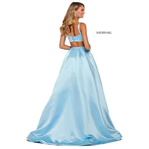 Sherri Hill 53316 Light Blue Mikado A-Line Gown Size 8 NWT $550 thumbnail 2