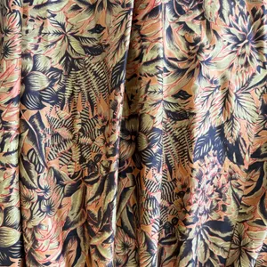 Handmade Tropical Wrap Midi Skirt Womens S Bronze‎ Olive Palm Leaf Pockets thumbnail 7