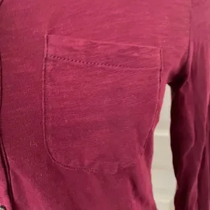 Loft burgundy long sleeve button down thumbnail 6