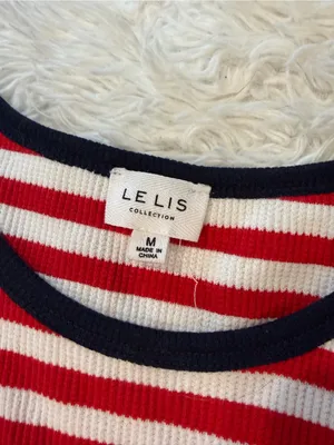 Le LIS Red & White Striped Ribbed Tank with Navy Trim thumbnail 2