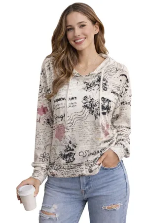 Lily by Firmiana Vintage Graphic Lightweight Hoodie XL thumbnail 1
