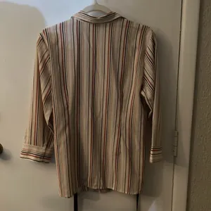 Motherhood Maternity Striped Button Up Tie Belt Elastic Waist Top L Multicolor thumbnail 4