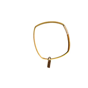 Twenty Two West Square Bangle Bracelet Gold‎ Tone Thread Wrapped Artisan Jewelry thumbnail 2
