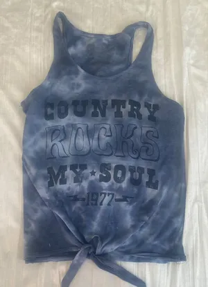 Denizen from Levi's Graphic Tank Top Size M Blue Tie Dye Ties At The Waist. thumbnail 1