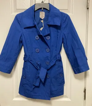 *Tulle Anthropologie New Royal Blue Double Breasted Peacoat Jacket#HC thumbnail 1